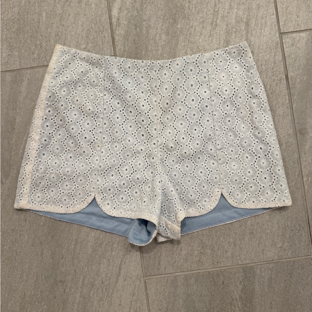 Alya High Waist White Lace Shorts
